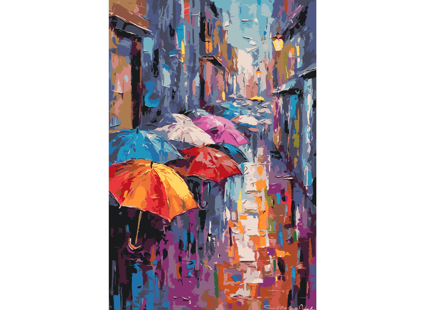 MALUJEŠ Malování podle čísel - BAREVNÉ DEŠTNÍKY Rozměr: 60x80 cm, Rámování: vypnuté plátno na rám