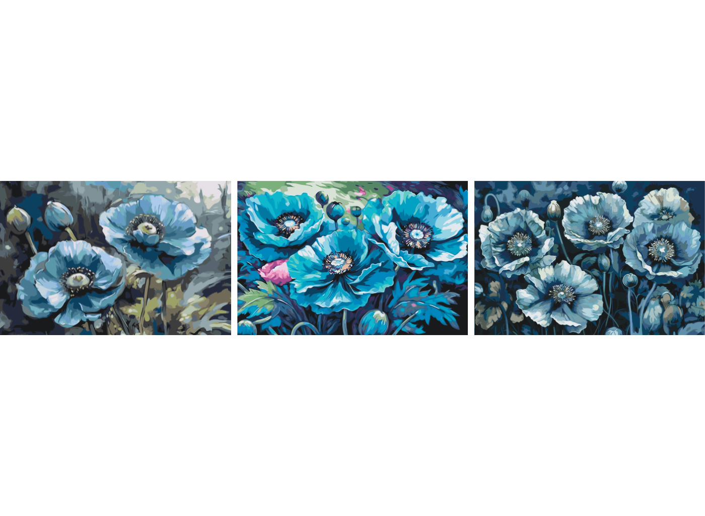 MALUJEŠ Malování podle čísel - SET KVĚTY MODRÝCH VLČÍCH MÁKŮ Rozměr: 60x80 cm, Rámování: bez rámu a bez vypnutí plátna