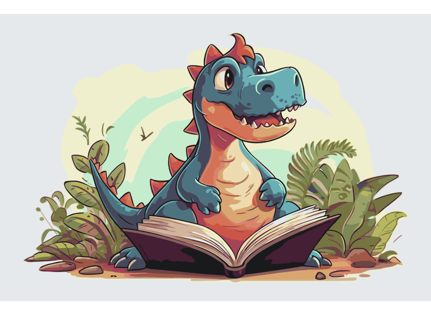 MALUJEŠ Malování podle čísel - DINOSAURUS S KNIHOU Rozměr: 80x120 cm, Rámování: vypnuté plátno na rám