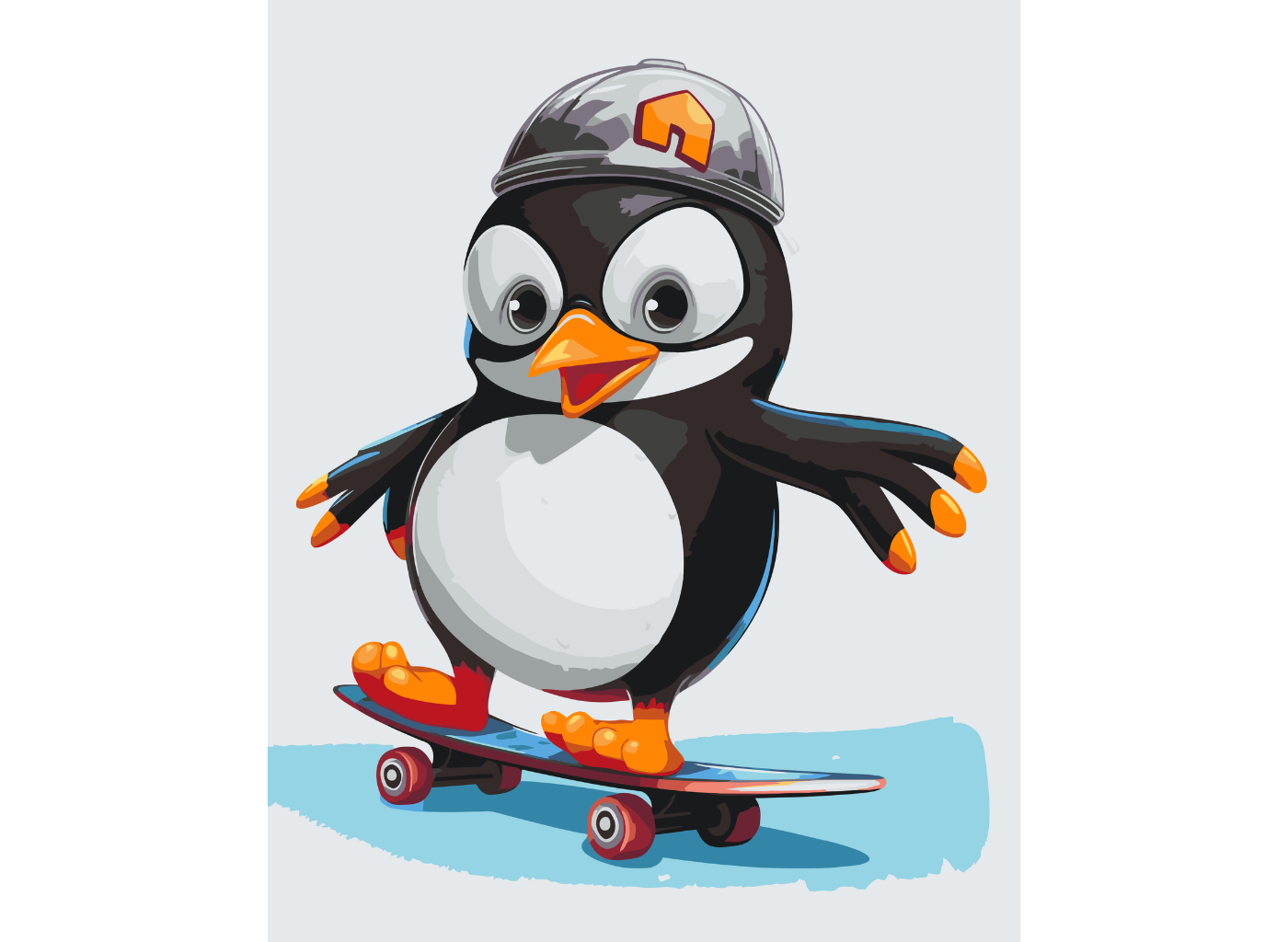 MALUJEŠ Malování podle čísel - TUČŇÁK NA SKATEBOARDU Rozměr: 80x100 cm, Rámování: bez rámu a bez vypnutí plátna