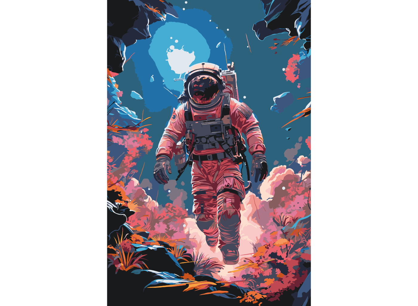 MALUJEŠ Malování podle čísel - KOSMONAUT Rozměr: 60x80 cm, Rámování: vypnuté plátno na rám