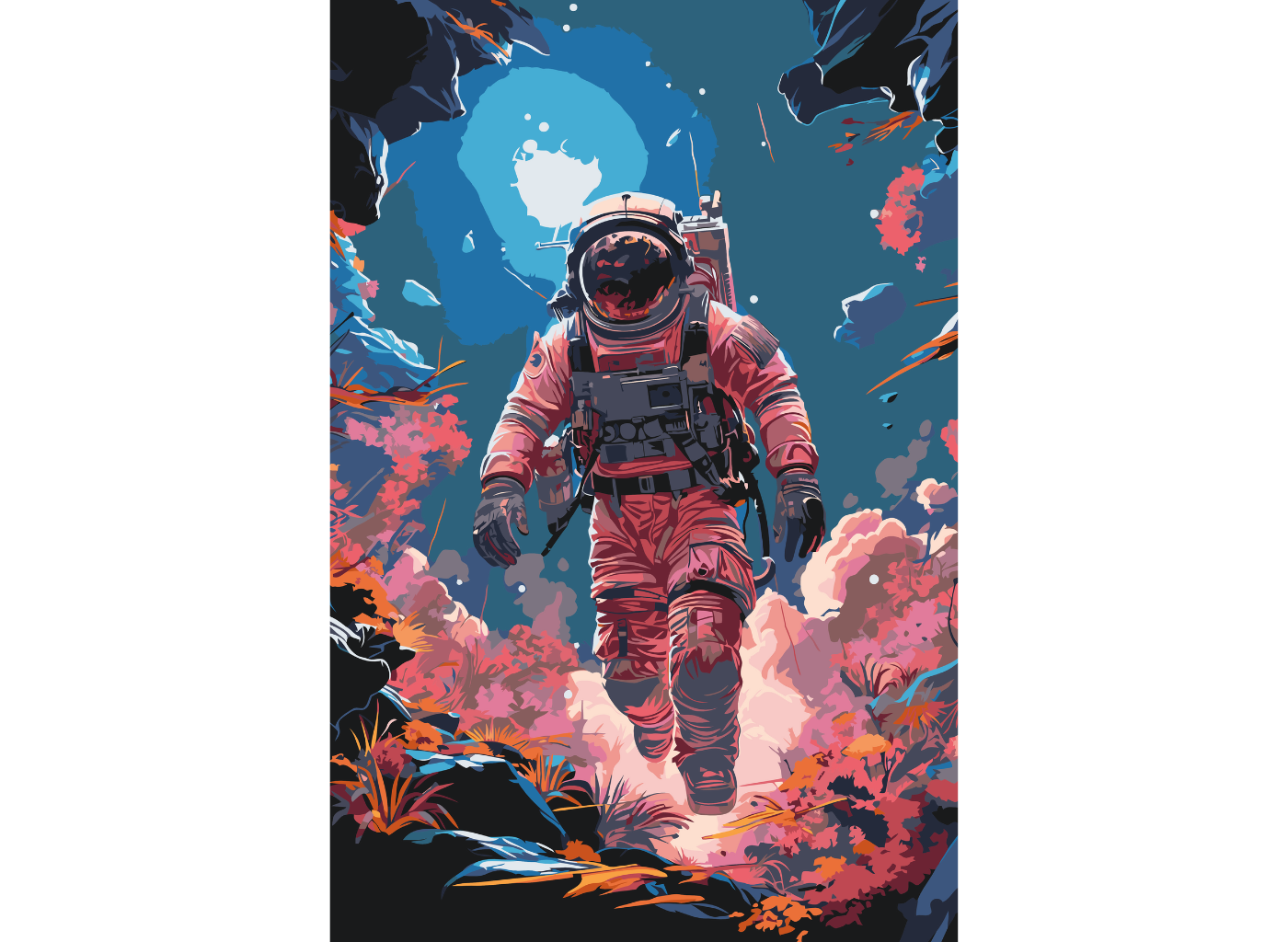 Levně Malování podle čísel - KOSMONAUT Rozměr: 60x80 cm, Rámování: bez rámu a bez vypnutí plátna