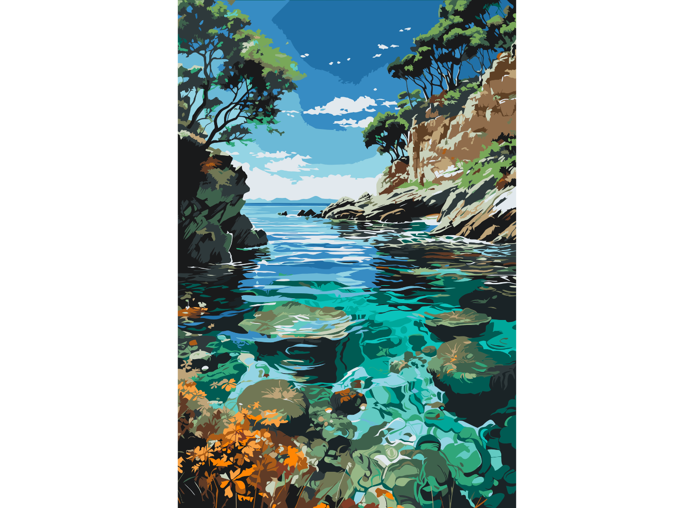 MALUJEŠ Malování podle čísel - PRŮZRAČNÁ VODA Rozměr: 40x60 cm, Rámování: bez rámu a bez vypnutí plátna