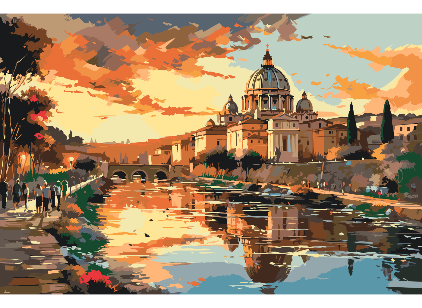MALUJEŠ Malování podle čísel - POHLED NA BAZILIKU PŘI ZÁPADU SLUNCE Rozměr: 80x120 cm, Rámování: bez rámu a bez vypnutí plátna