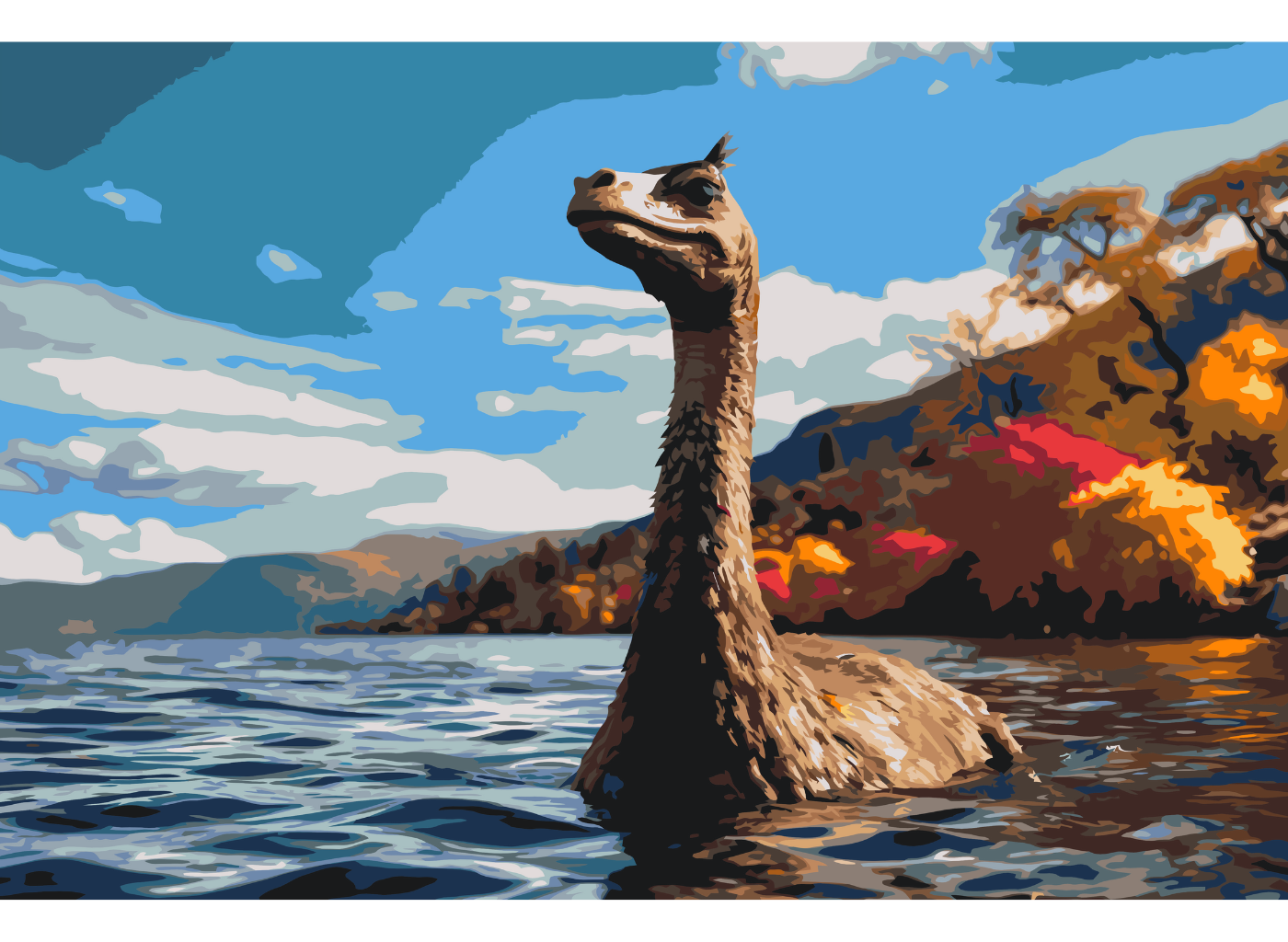 MALUJEŠ Malování podle čísel - LOCH NESS Rozměr: 80x120 cm, Rámování: bez rámu a bez vypnutí plátna