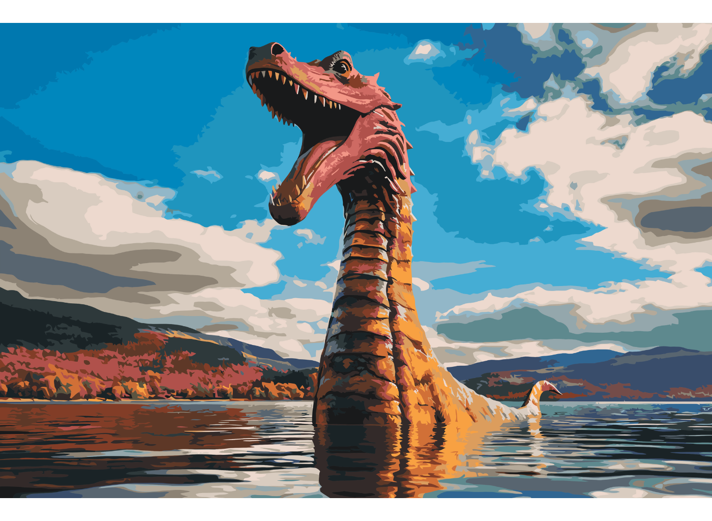MALUJEŠ Malování podle čísel - ZPÍVAJÍCÍ LOCH NESS Rozměr: 40x60 cm, Rámování: vypnuté plátno na rám