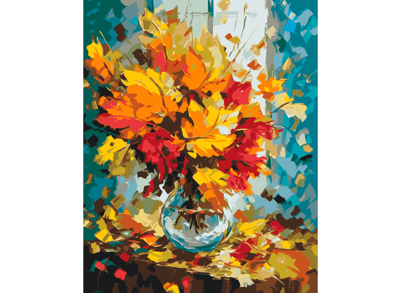 MALUJEŠ Malování podle čísel - PODZIMNÍ NÁLADA Rozměr: 30x40 cm, Rámování: bez rámu a bez vypnutí plátna