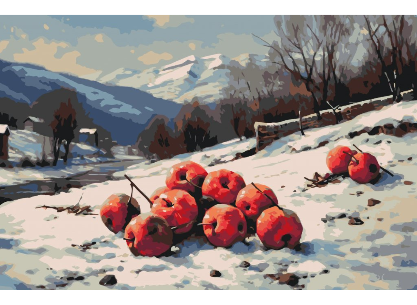 MALUJEŠ Malování podle čísel - SPADANÁ JABLÍČKA Rozměr: 60x80 cm, Rámování: bez rámu a bez vypnutí plátna