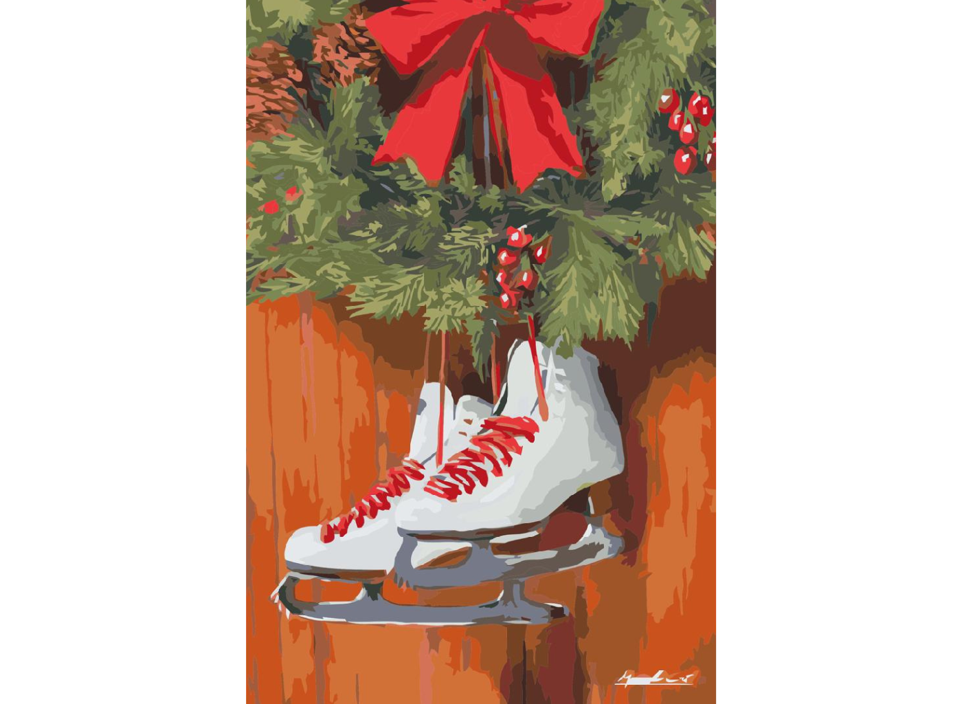 MALUJEŠ Malování podle čísel - MARCELLO CORTI - ADVENTNÍ VĚNEC S BRUSLEMI Rozměr: 60x80 cm, Rámování: bez rámu a bez vypnutí plátna