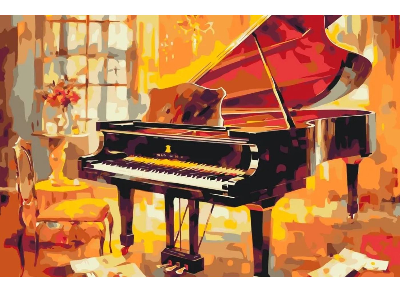 MALUJEŠ Malování podle čísel - ZÁMECKÝ KLAVÍR Rozměr: 60x80 cm, Rámování: bez rámu a bez vypnutí plátna