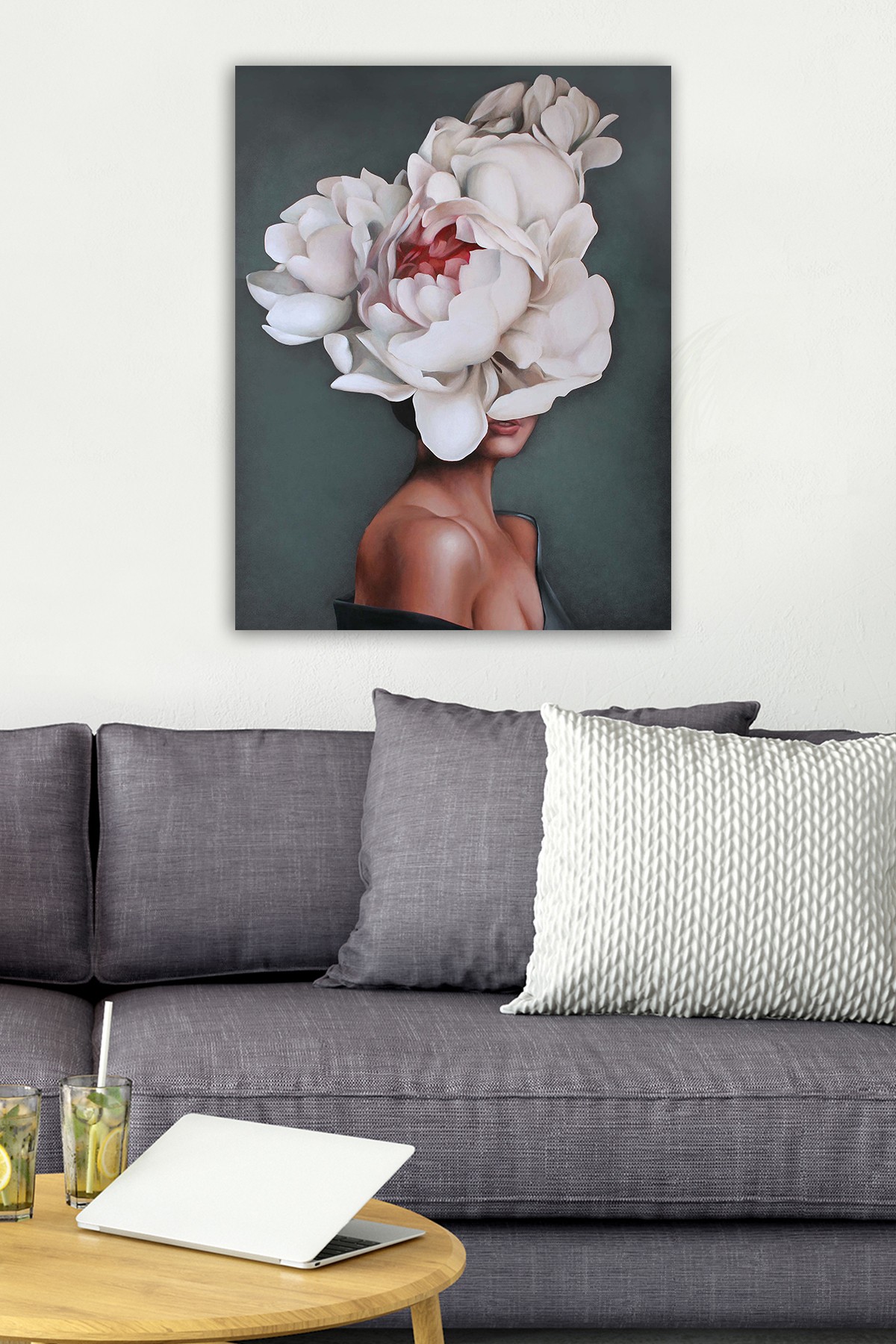 ASIR Dekorativní obraz na plátně ŽENA S PIVOŇKOU 50x70 cm