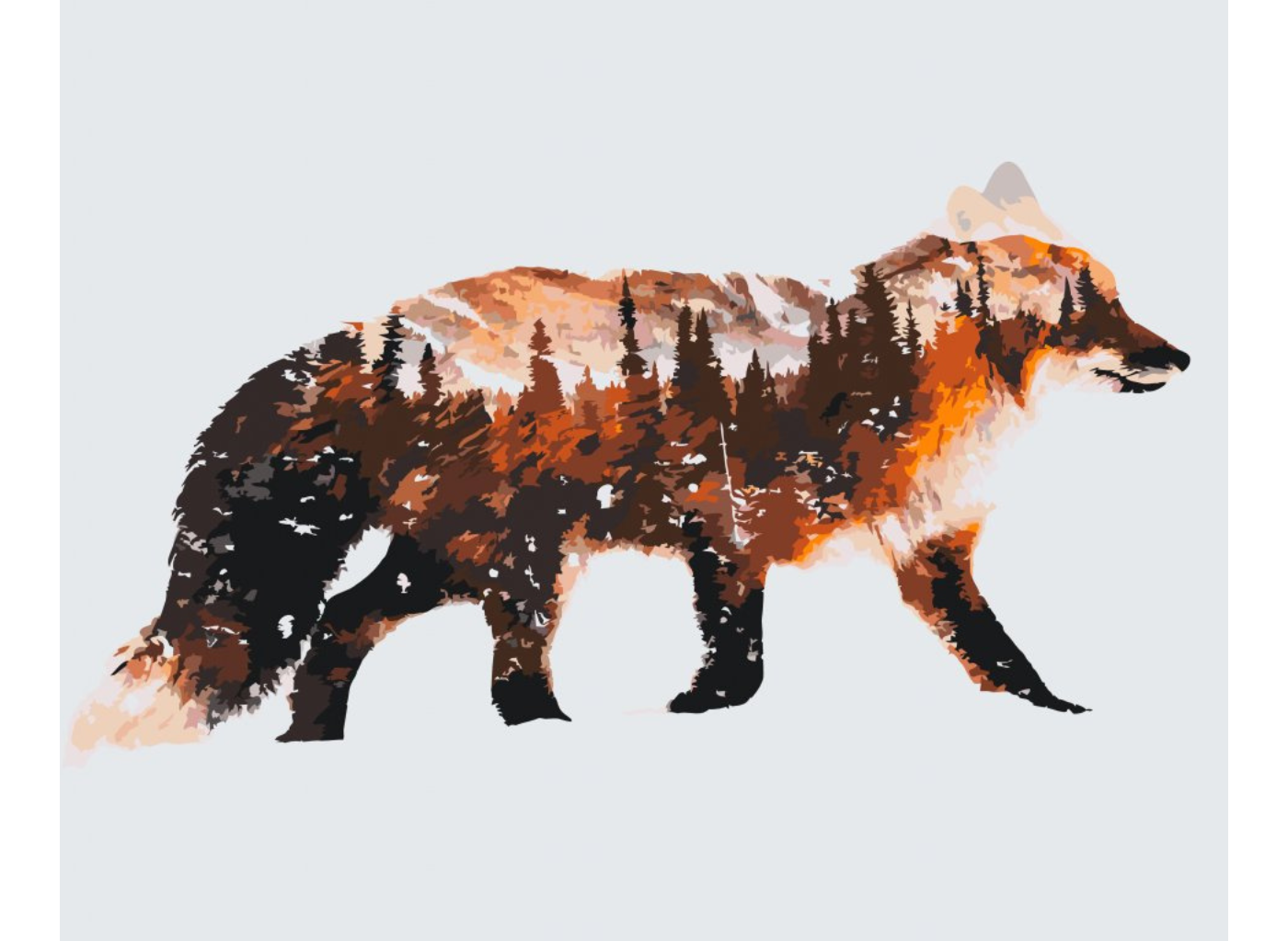 MALUJEŠ Malování podle čísel - LIŠKA S MOTIVEM LESA Rozměr: 60x80 cm, Rámování: bez rámu a bez vypnutí plátna