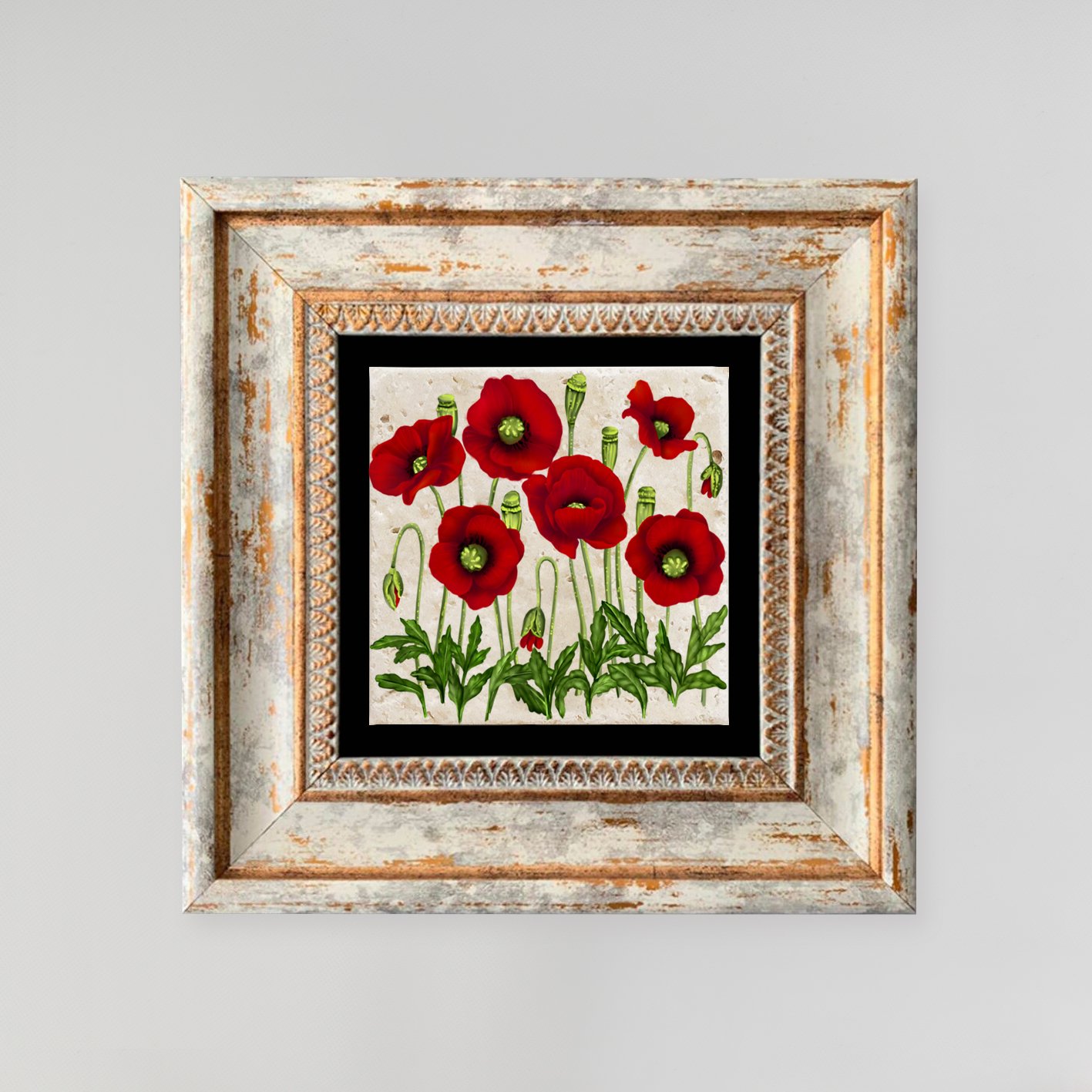 ASIR Dekorativní obraz VLČÍ MÁKY Kámen 20x20cm