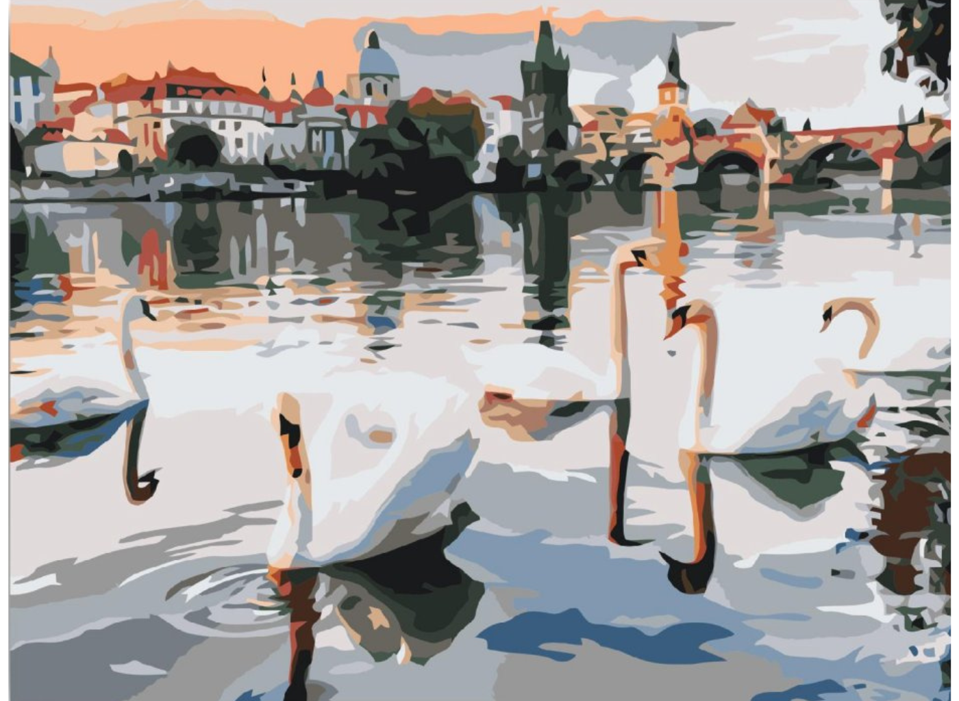 MALUJEŠ Malování podle čísel - LABUTĚ NA VLTAVĚ Rozměr: 60x80 cm, Rámování: bez rámu a bez vypnutí plátna