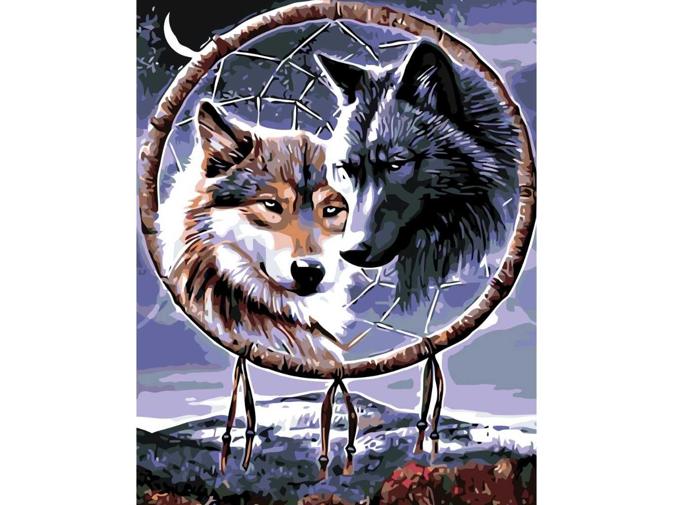 MALUJEŠ Malování podle čísel - VLCI S TALISMANEM Rozměr: 80x100 cm, Rámování: bez rámu a bez vypnutí plátna