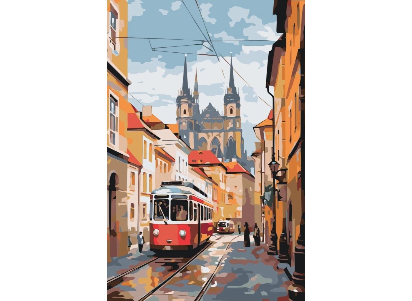 MALUJEŠ Malování podle čísel - TRAMVAJÍ PO MĚSTĚ Rozměr: 60x80 cm, Rámování: vypnuté plátno na rám