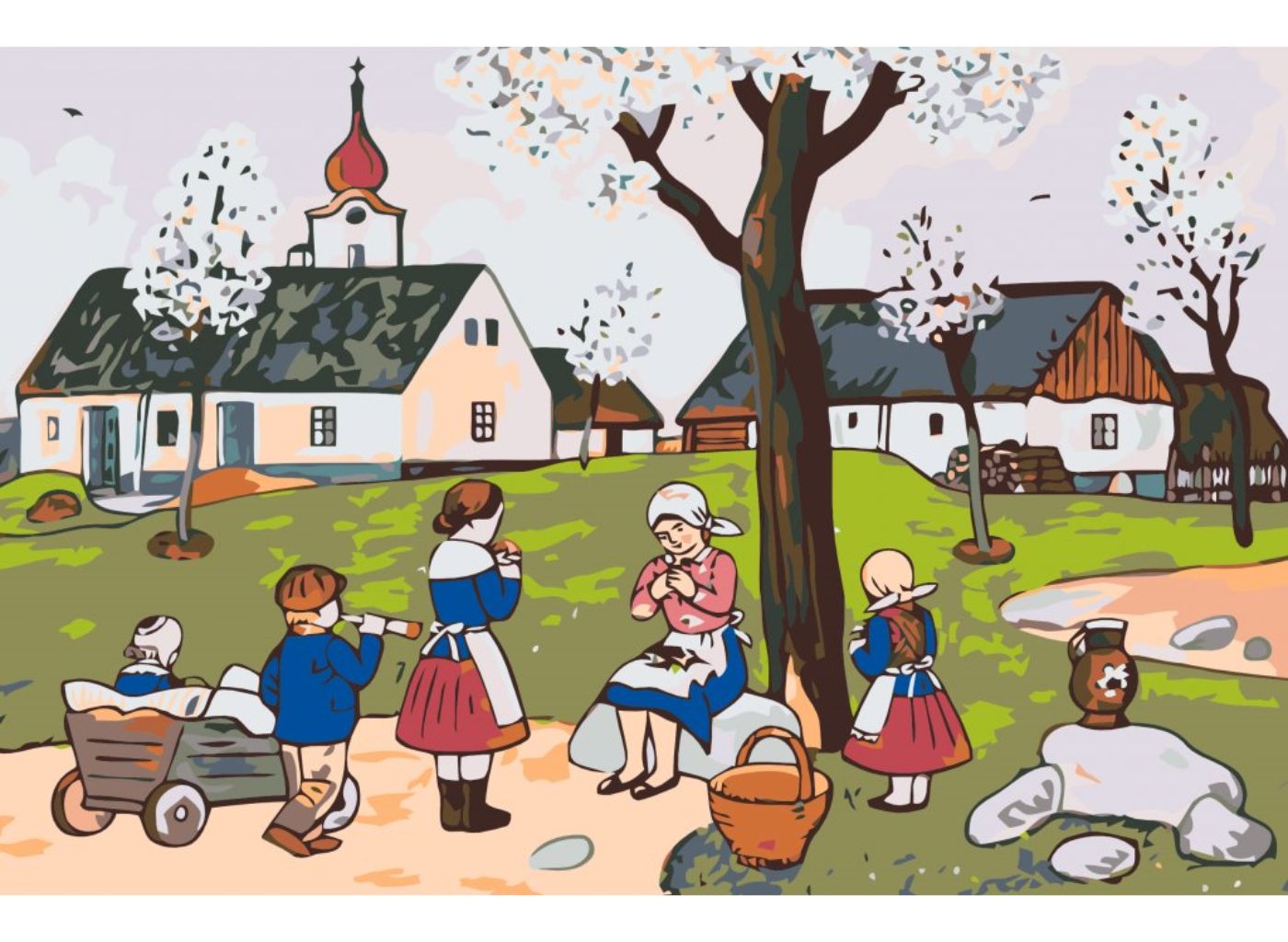 MALUJEŠ JOSEF LADA - MALÍŘSKÁ SADA S MOTIVY DLE VLASTNÍHO VÝBĚRU Motivy Lady: Jaro na vsi - 40x60 cm