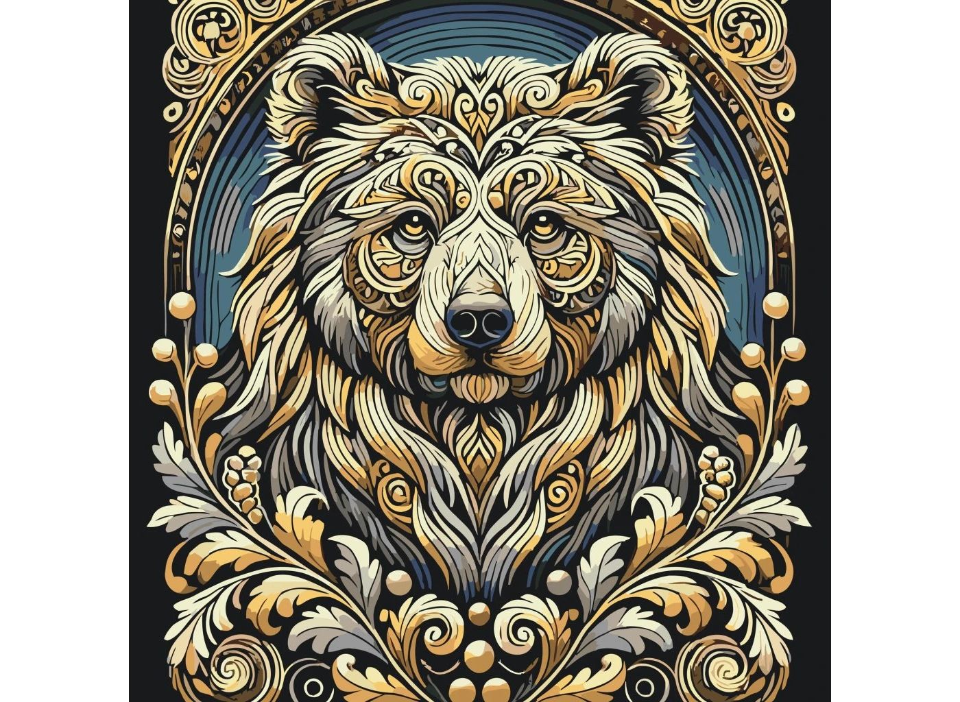 MALUJEŠ Malování podle čísel - MEDVĚD S ORNAMENTY Rozměr: 50x50 cm, Rámování: bez rámu a bez vypnutí plátna