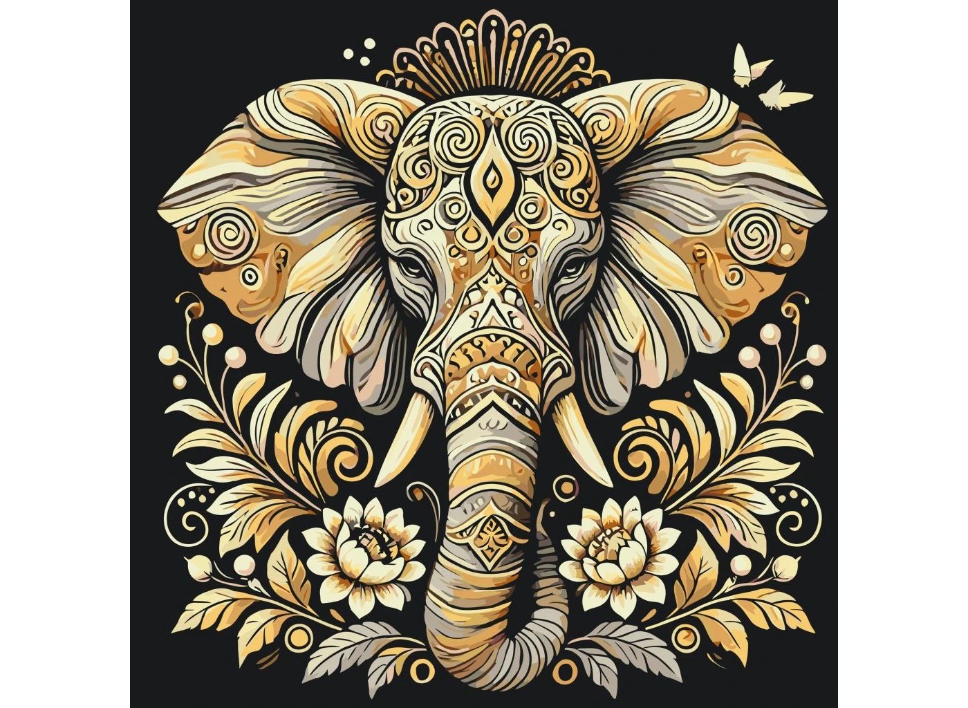 MALUJEŠ Malování podle čísel - SLON S ORNAMENTY Rozměr: 80x80 cm, Rámování: bez rámu a bez vypnutí plátna