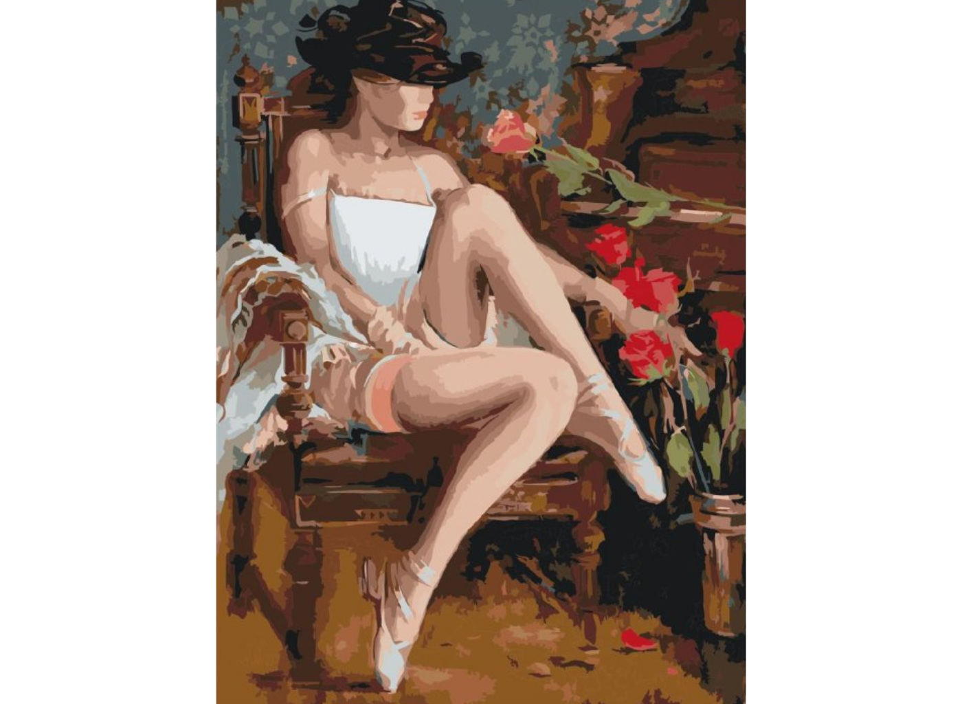 MALUJEŠ Malování podle čísel - ODPOČÍVAJÍCÍ BALETKA Rozměr: 60x80 cm, Rámování: vypnuté plátno na rám