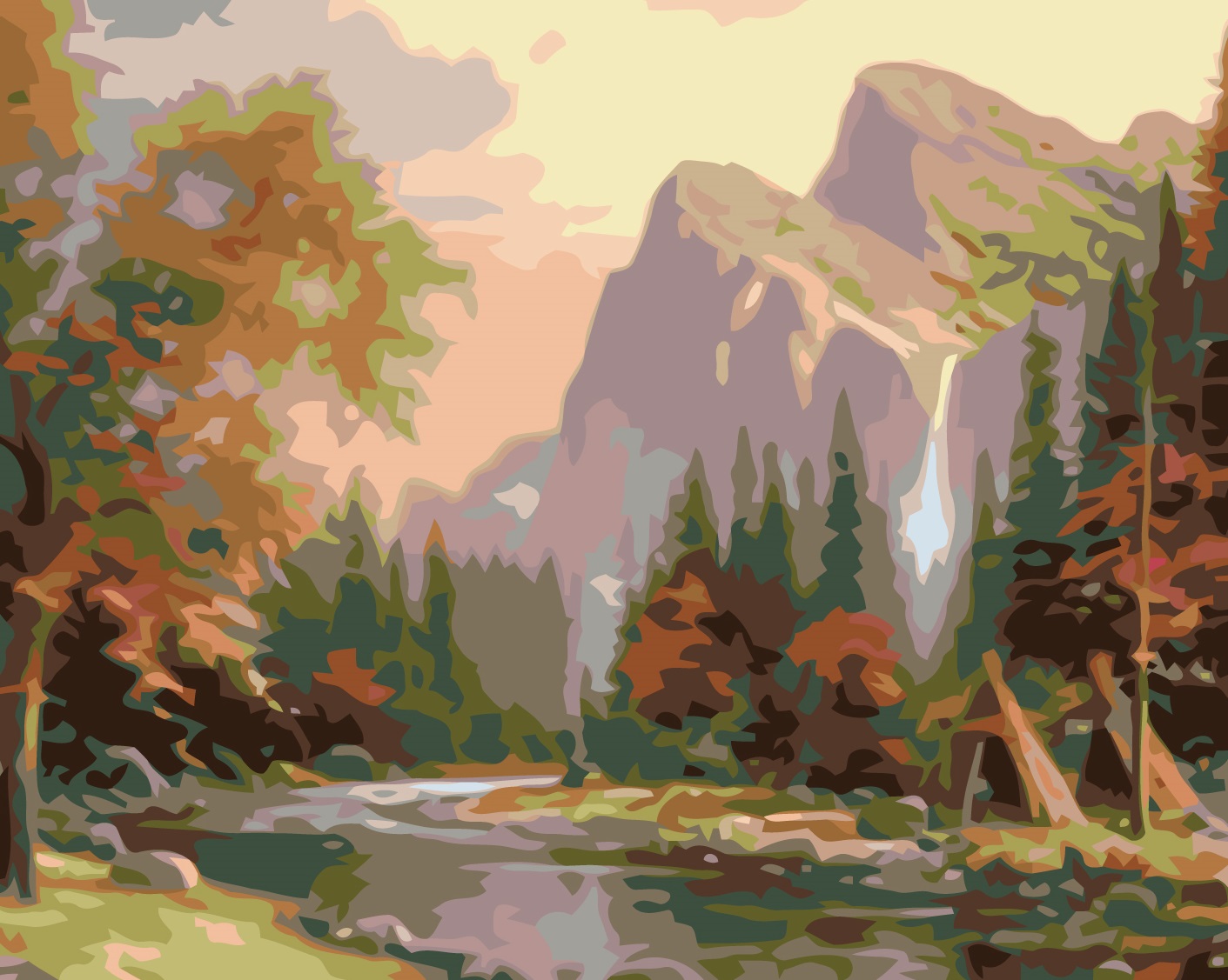 MALUJEŠ Malování podle čísel - OHNIŠTĚ POD HORAMI Rozměr: 40x50 cm, Rámování: bez rámu a bez vypnutí plátna