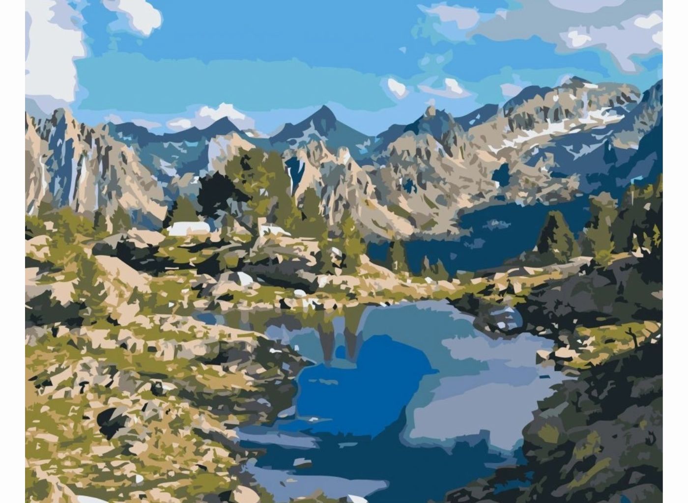 MALUJEŠ Malování podle čísel - JEZÍRKO V HORÁCH Rozměr: 30 x 40 cm, Rámování: vypnuté plátno na rám
