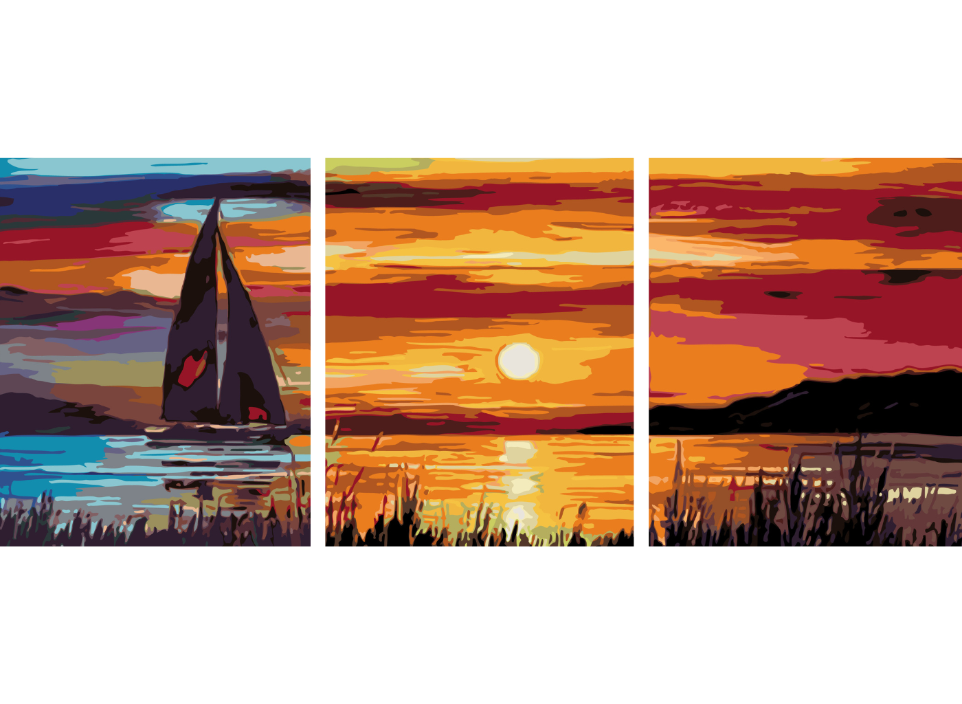 MALUJEŠ Malování podle čísel - SET ZÁPAD SLUNCE Rozměr: 60x80 cm, Rámování: vypnuté plátno na rám