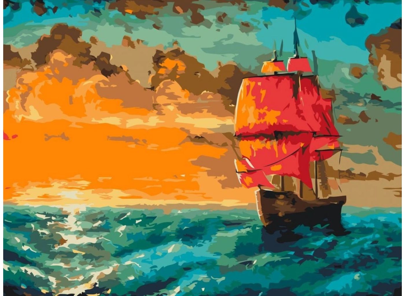MALUJEŠ Malování podle čísel - ZÁPAD SLUNCE NA MOŘI Rozměr: 60 x 80 cm, Rámování: bez rámu a bez vypnutí plátna