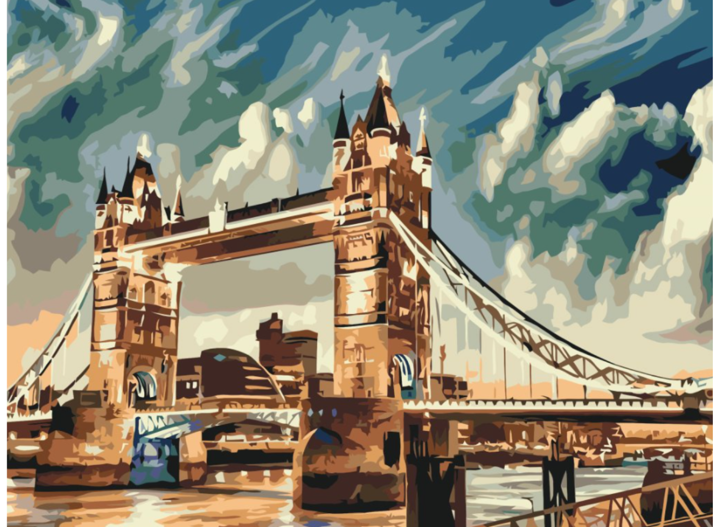 MALUJEŠ Malování podle čísel - OSVÍCENÝ TOWER BRIDGE Rozměr: 30x40 cm, Rámování: bez rámu a bez vypnutí plátna