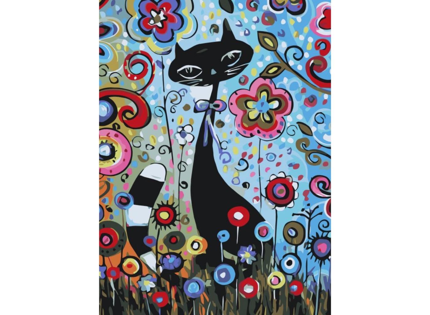 MALUJEŠ Malování podle čísel - KOČKA V KVĚTINÁCH Rozměr: 30x40 cm, Rámování: bez rámu a bez vypnutí plátna
