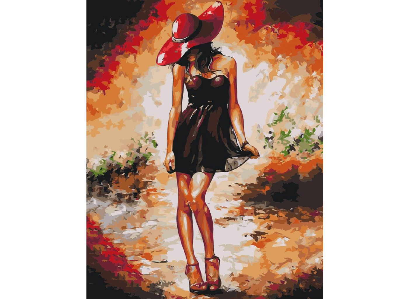 MALUJEŠ Malování podle čísel - KRÁSNÁ ŽENA S ČERVENÝM KLOBOUKEM Rozměr: 80x100 cm, Rámování: bez rámu a bez vypnutí plátna