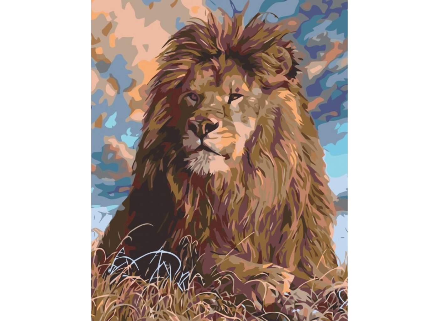 MALUJEŠ Malování podle čísel - KRÁL ZVÍŘAT Rozměr: 80x100 cm, Rámování: bez rámu a bez vypnutí plátna