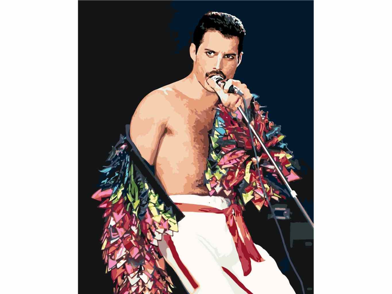 MALUJEŠ Malování podle čísel - FREDDIE MERCURY Rozměr: 30x40 cm, Rámování: vypnuté plátno na rám