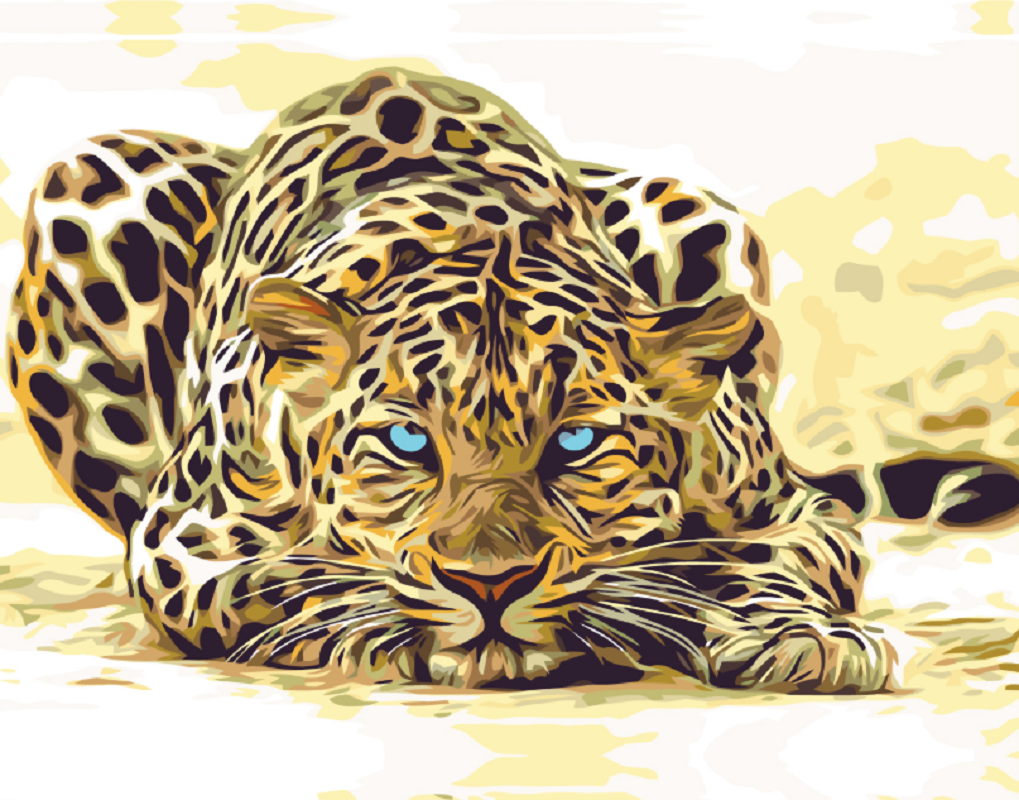 MALUJEŠ Malování podle čísel - ČÍHAJÍCÍ LEOPARD Rozměr: 40x50 cm, Rámování: bez rámu a bez vypnutí plátna