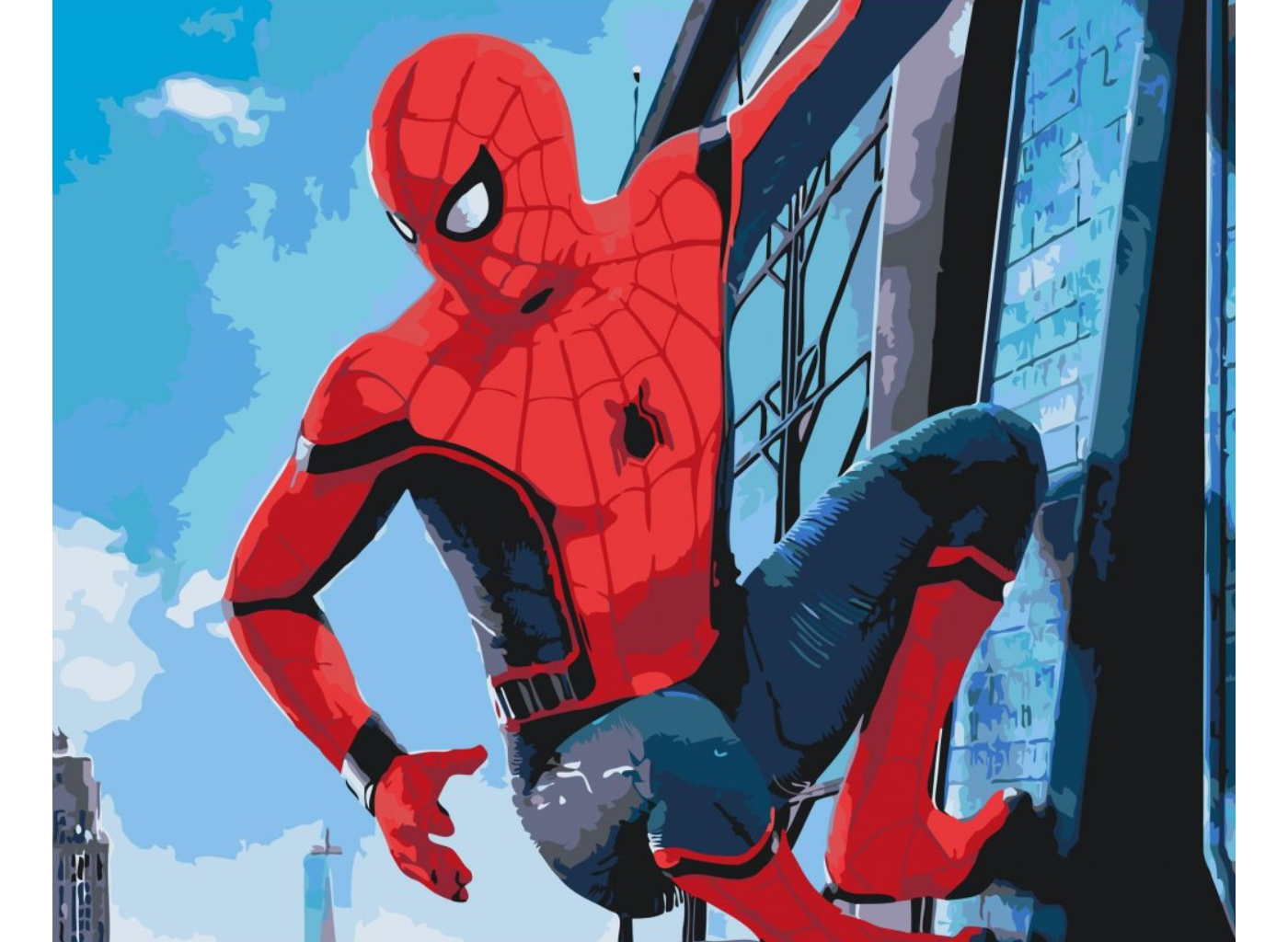 MALUJEŠ Malování podle čísel - SPIDERMAN VE MĚSTĚ Rozměr: 30 x 40 cm, Rámování: bez rámu a bez vypnutí plátna