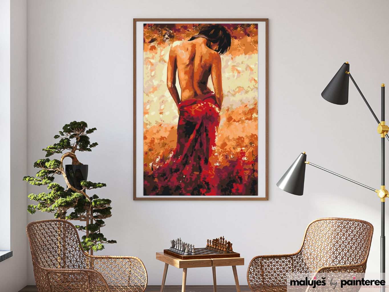 MALUJEŠ Malování podle čísel - KRÁSNÁ ŽENA ZÁDY K NÁM Rozměr: 60x80 cm, Rámování: bez rámu a bez vypnutí plátna