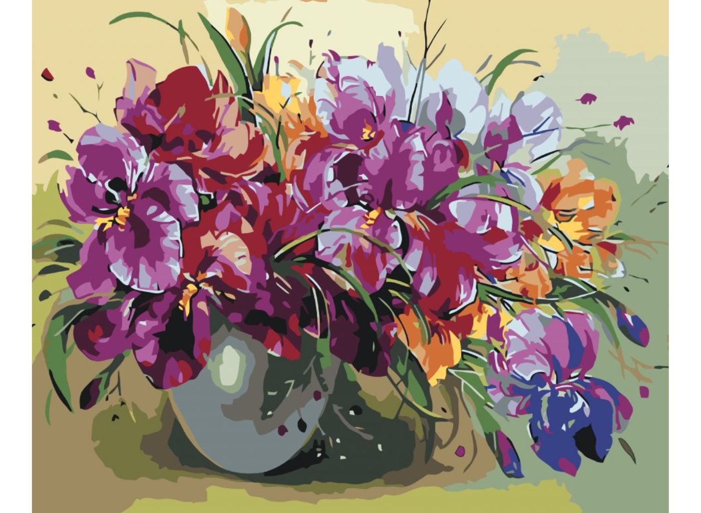 MALUJEŠ Malování podle čísel - KOSATCE VE VÁZE Rozměr: 40x50 cm, Rámování: vypnuté plátno na rám
