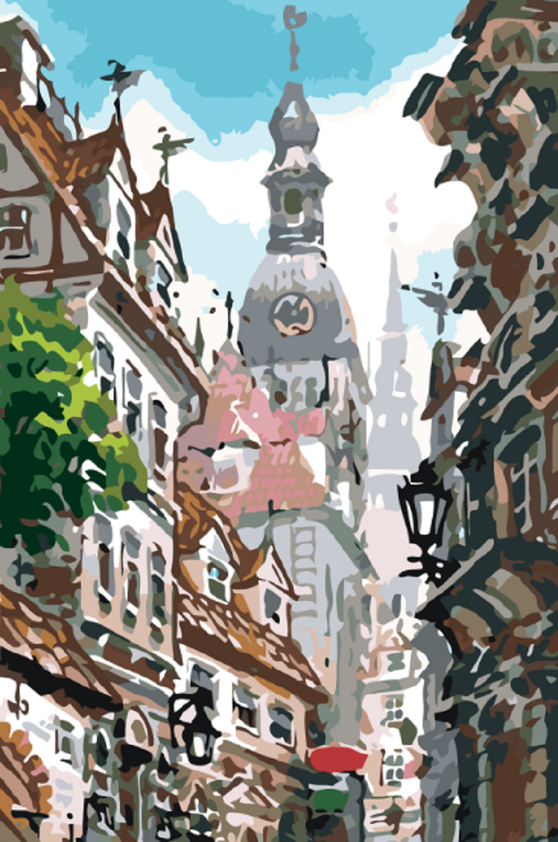 MALUJEŠ Malování podle čísel - PRAŽSKÁ ULIČKA Rozměr: 80x120 cm, Rámování: bez rámu a bez vypnutí plátna