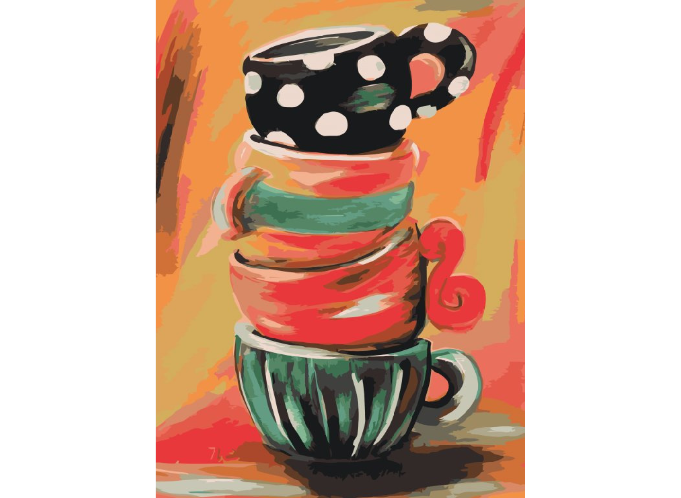 MALUJEŠ Malování podle čísel - MALOVANÉ HRNKY Rozměr: 30x40 cm, Rámování: vypnuté plátno na rám