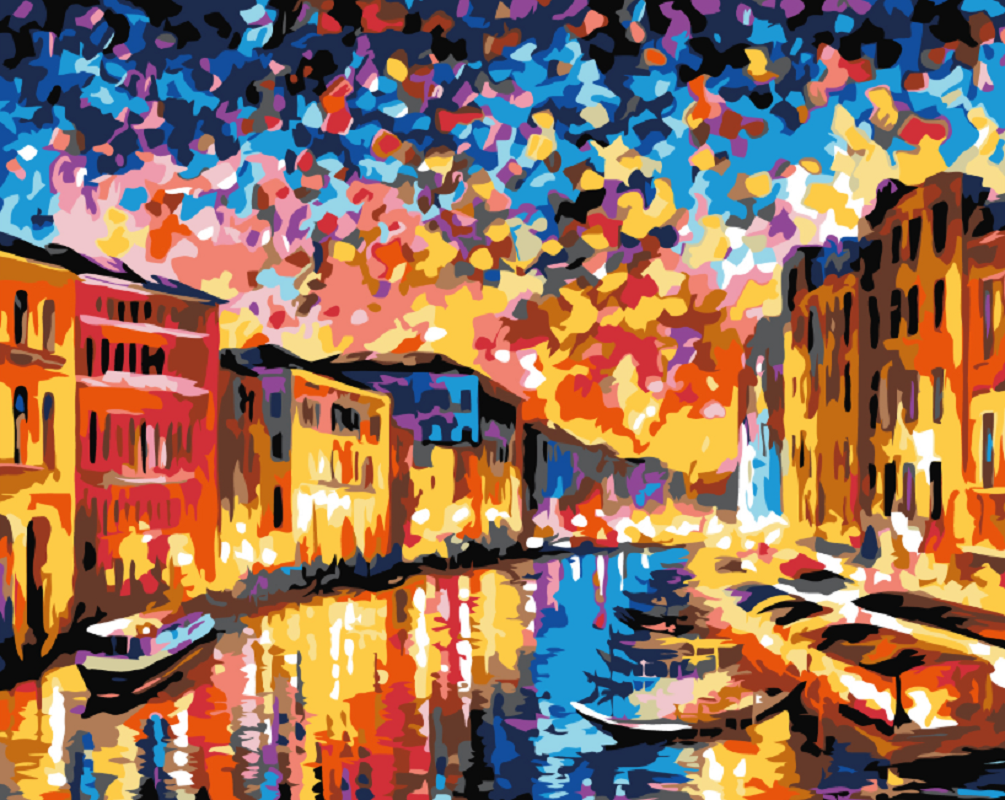 MALUJEŠ Malování podle čísel - PLAVBA BENÁTKAMI Rozměr: 80x100 cm, Rámování: bez rámu a bez vypnutí plátna