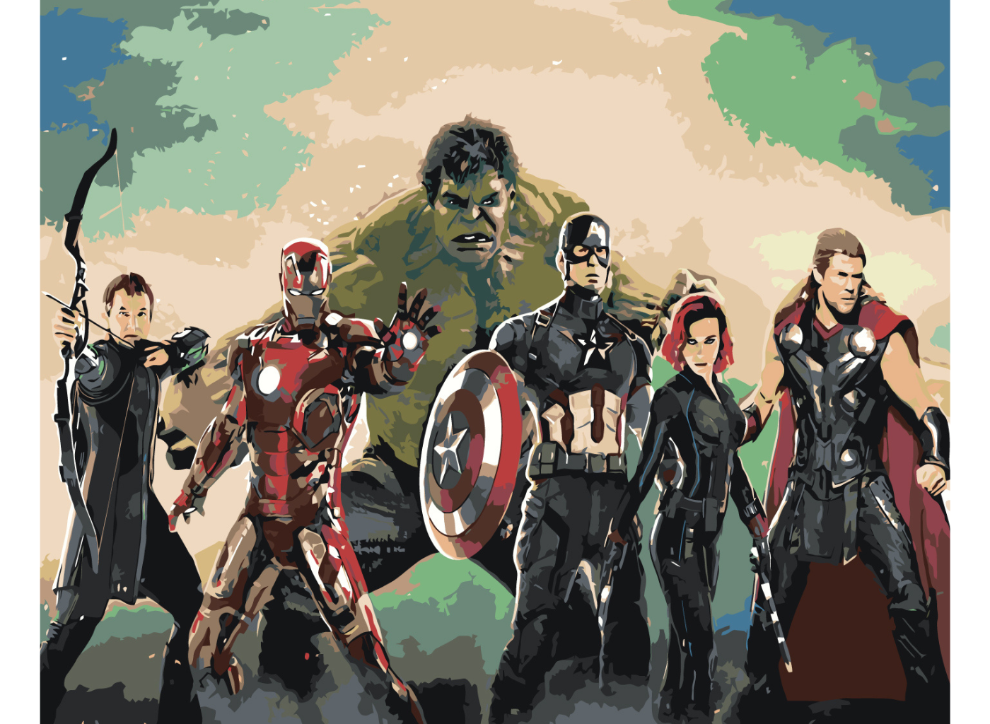 MALUJEŠ Malování podle čísel - AVENGERS ASSEMBLE Rozměr: 80x100 cm, Rámování: bez rámu a bez vypnutí plátna