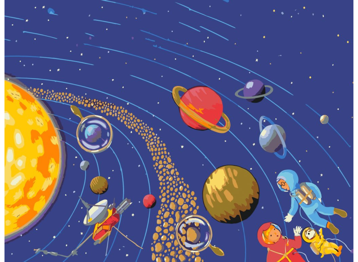 MALUJEŠ Malování podle čísel - VESMÍR A KOSMONAUTI Rozměr: 80x100 cm, Rámování: bez rámu a bez vypnutí plátna