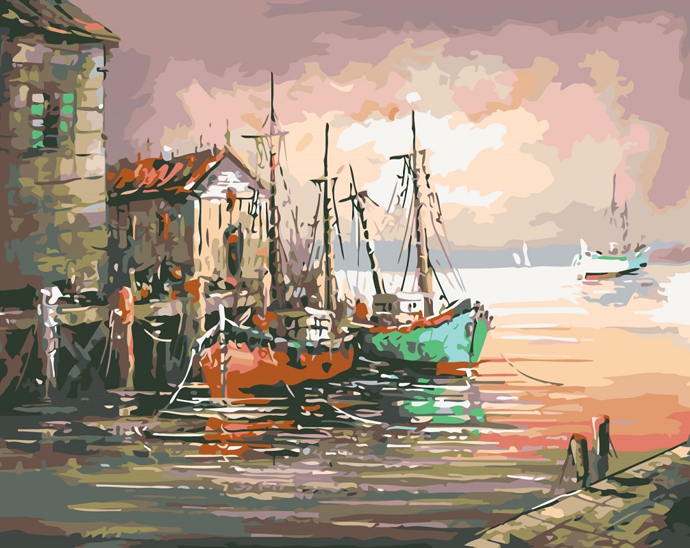 MALUJEŠ Malování podle čísel - STARÝ PŘÍSTAV Rozměr: 80x100 cm, Rámování: vypnuté plátno na rám