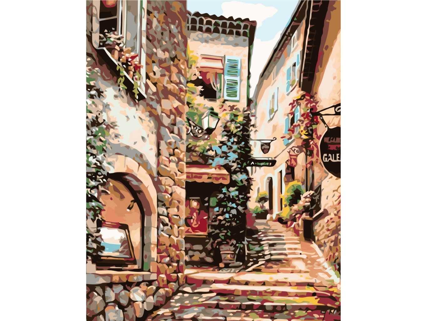MALUJEŠ Malování podle čísel - STAROBYLÉ MĚSTEČKO Rozměr: 30x40 cm, Rámování: vypnuté plátno na rám