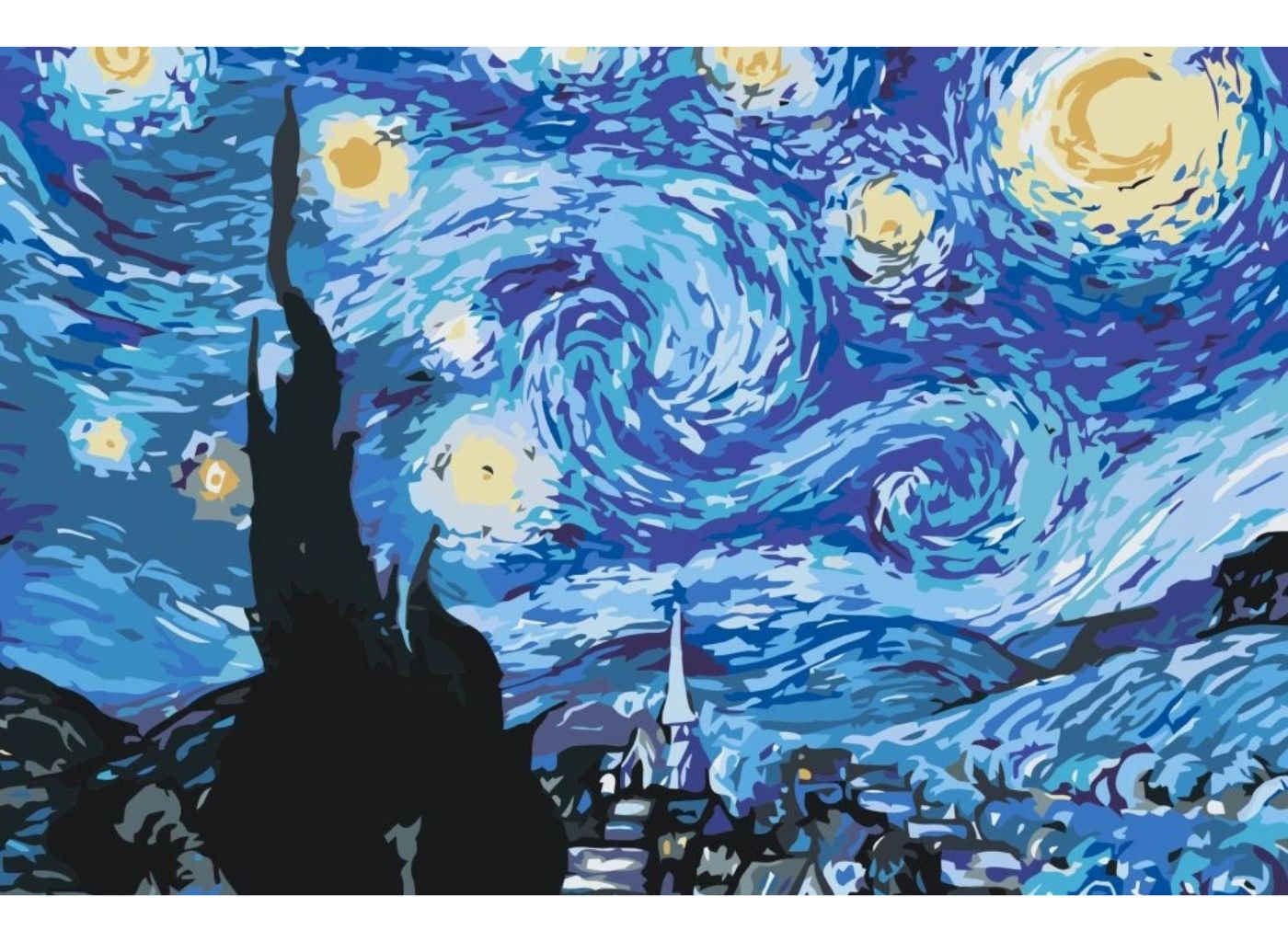 MALUJEŠ Malování podle čísel - HVĚZDNÁ NOC (VAN GOGH) Rozměr: 60 x 80 cm, Rámování: vypnuté plátno na rám