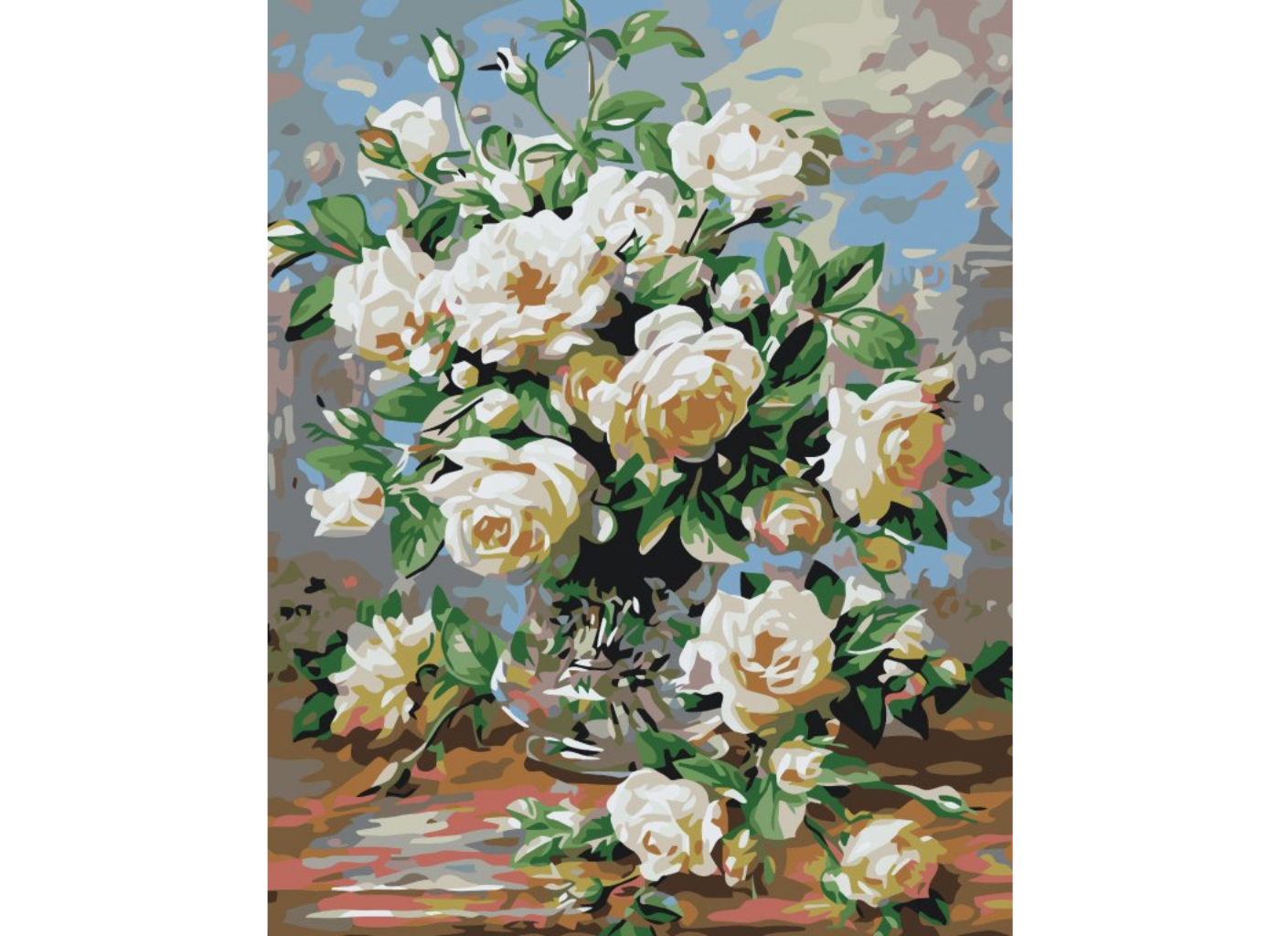 MALUJEŠ Malování podle čísel - BÍLÉ RŮŽE Rozměr: 40x50 cm, Rámování: vypnuté plátno na rám