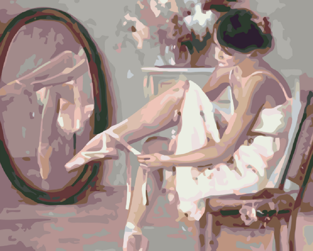 MALUJEŠ Malování podle čísel - BALETKA PŘED ZRCADLEM Rozměr: 60x80 cm, Rámování: bez rámu a bez vypnutí plátna