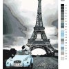 Malování podle čísel - EIFFELOVKA S MODRÝM AUTEM (Rozměr 60x80 cm, Rámování vypnuté plátno na rám)