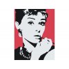 Malování podle čísel - AUDREY HEPBURN NA ČERVENÉM POZADÍ