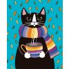 Malování podle čísel - KOČIČKA S PRUHOVANOU ŠÁLOU (Rozměr 60x80 cm, Rámování vypnuté plátno na rám)